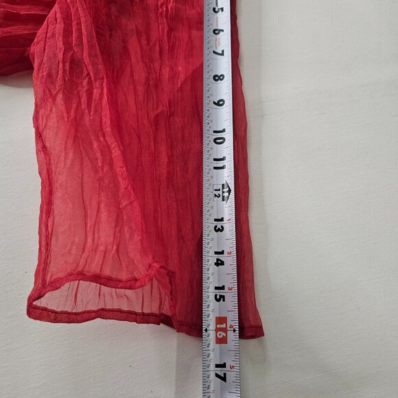 Red Dress Jacket Women's Cropped Translucent Fabric Undersized Sleeve - Picture 9 of 9